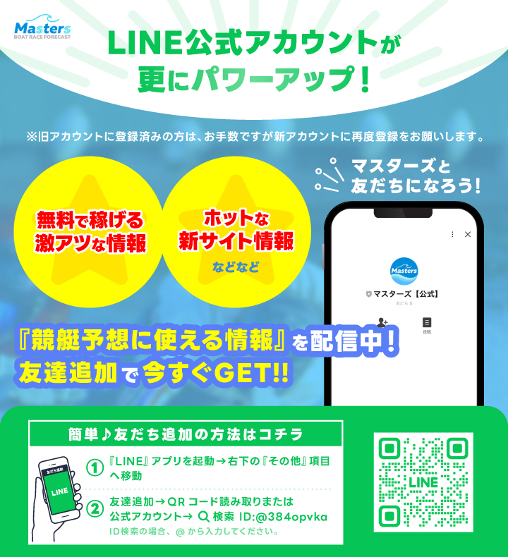 競艇・ボートレースMastersのLINE公式アカウントのリニューアルについての詳細