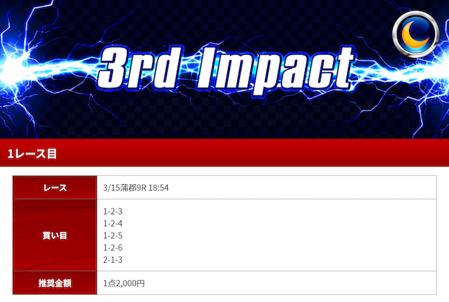 競艇インパクト有料予想2020年03月15日買い目