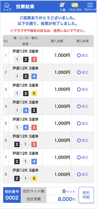 競艇ラボ2022年2月25日無料予想購入画面
