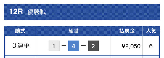 アドバンスマスタープラン1レース目結果
