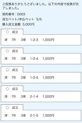 競艇インパクト無料予想購入画面