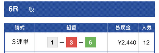 舟遊記1レース目結果