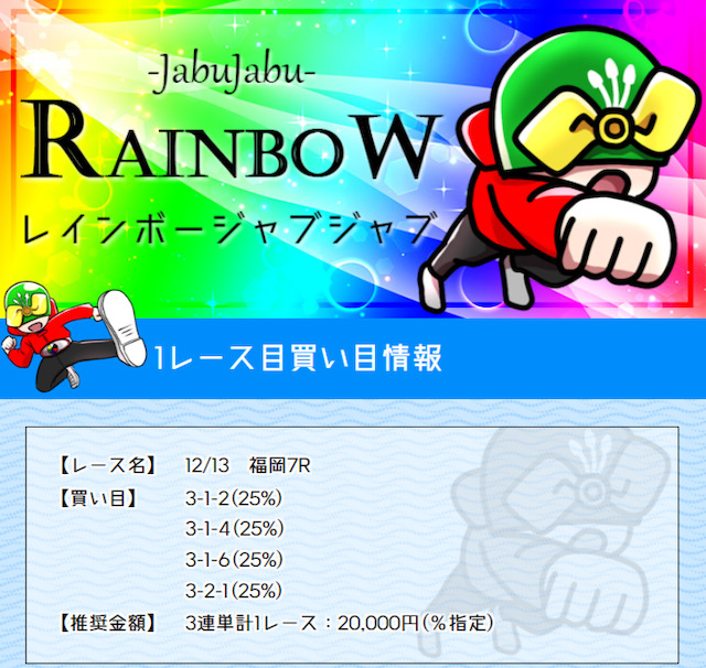 レインボージャブジャブ1レース目買い目