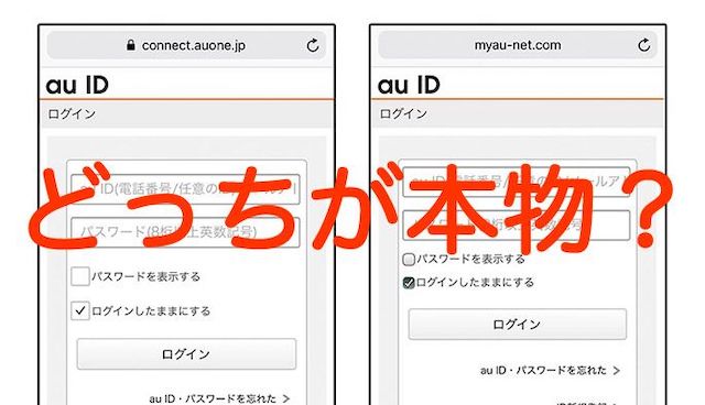 本物と偽物のサイトの画像